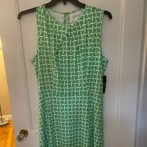 White and green high scoop neck dress